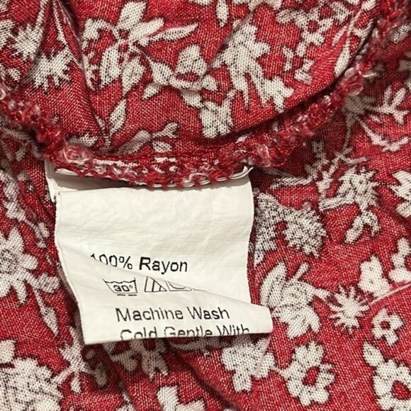 Red Floral Smocked Maxi Dress For Women 4XL 100% Rayon Lightweight & Stretchy Fa - Picture 3 of 12